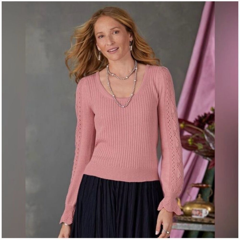 Sundance Faustine Sweater Chalk Pink Wool Blend | Size M
